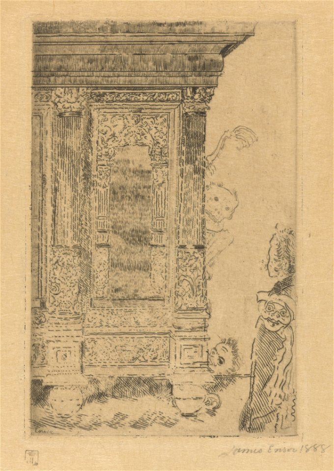 The Haunted Furniture, print by James Ensor, 1888, Prints Department, Royal Library of Belgium, S. II 79736