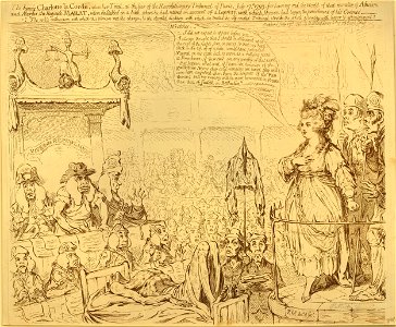 The heroic Charlotte La Cordé, upon her trial, ... (BM 1898,0527.255)