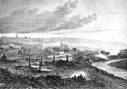 The great fire at Quebec - View from the Marine Hospital, The Illustrated London News, 1866-11-10