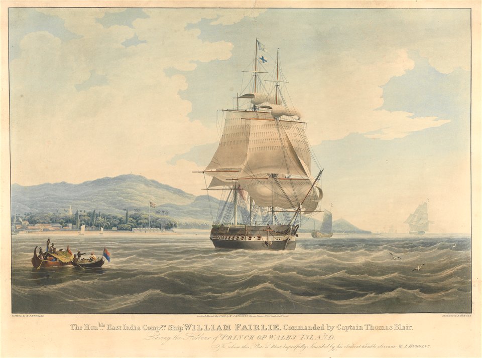 The Honble East India Compys Ship William Fairlie Commanded by Captain Thomas Blair. Leaving the Harbour of Prince of Wales Island - RMG PY8488