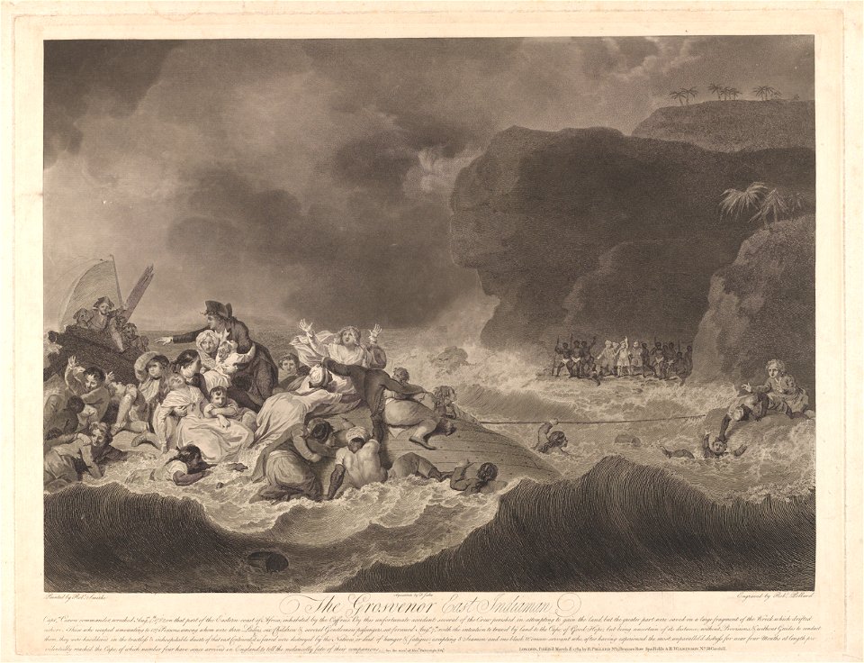 The Grosvenor East Indiaman, Capt Coxon commander wrecked Augst 4th 1782, on that part of the Eastern coast of Africa, inhabited by the Gaffrees - RMG PY8443