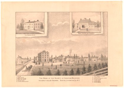The home of the society of Christian believers, vulgarly called shakers. Sonyea, Livingston, Co. N.Y. LCCN2004669653