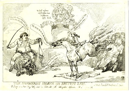 The Hanoverian horse and British lion. (BM 1851,0901.184)