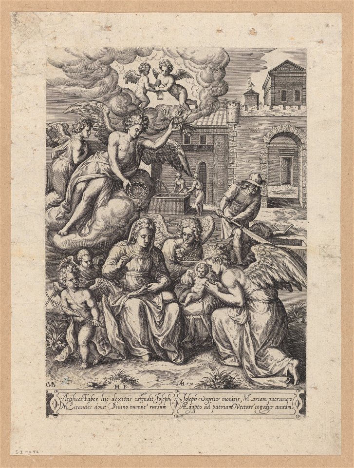 The Holy family and the infant John the baptist 1576 print by Chrispijn van den Broeck, S.I 1046, Prints Department, Royal Library of Belgium