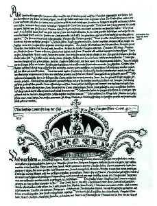 The Holy Crown of Hungary in the Fugger-chronicle in Munich, 1440