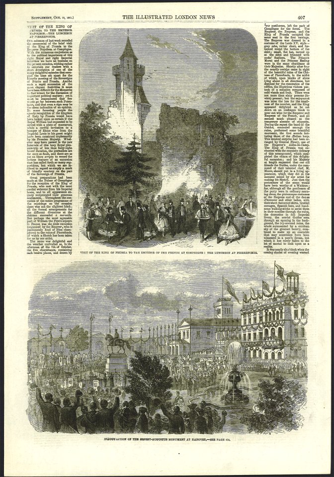 The illustrated London News 1861 10 19 Side 407 Supplement. Free illustration for personal and commercial use.
