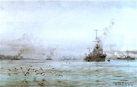 The interned German High Seas Fleet at Scapa Flow, with HMS 'Carlisle' and 'Blonde' RMG PW2124