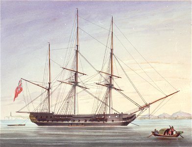 The Honble Compys Ship Castle Huntley at Anchor RMG PU6412
