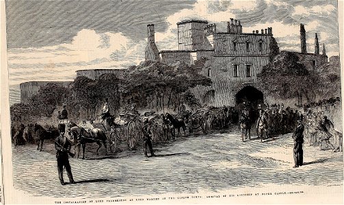 The Installation of Lord Palmerston as Lord Warden of the Cinque Ports, Arrival of His Lordship at Dover Castle - ILN 1861. Free illustration for personal and commercial use.