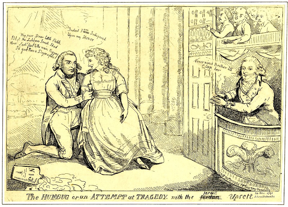 The humbug or an attempt at tragedy, with the Jordan (struck through and replaced by) Joram upsett. (BM 1868,0808.6141)