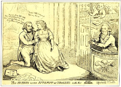 The humbug or an attempt at tragedy, with the Jordan (struck through and replaced by) Joram upsett. (BM 1868,0808.6141)