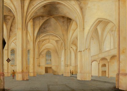 The Interior of the Cunerakerk in Rhenen by Pieter Saenredam Mauritshuis 888. Free illustration for personal and commercial use.