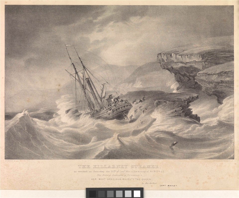 The Killarney Steamer as wrecked on Saturday 20th Jany 1838 in the vicinity of Kinsale RMG PY0175