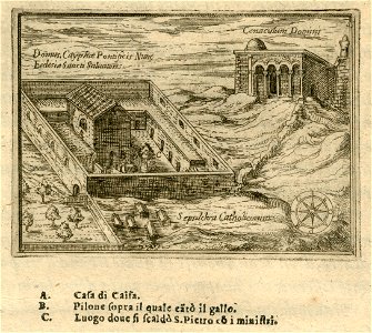 The house of Caiaphas in Jerusalem, according to tradition, and other historical buildings - Zuallart Jean - 1587