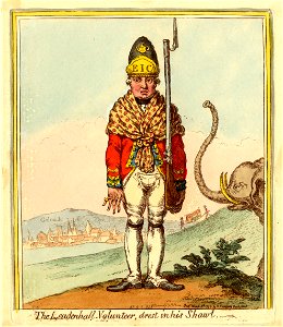 The Leadenhall volunteer, drest in his shawl. (BM 1851,0901.851)