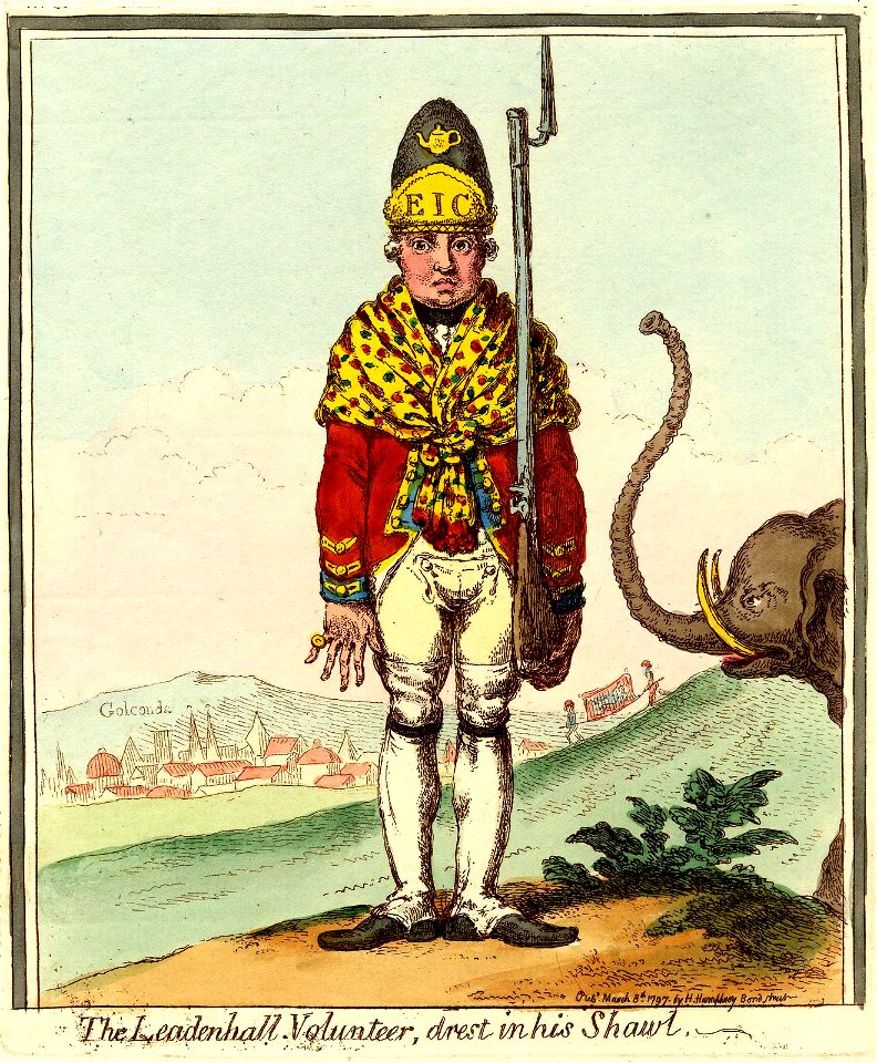 The Leadenhall volunteer, drest in his shawl. (BM 1868,0808.6602)