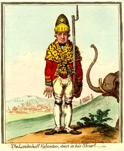 The Leadenhall volunteer, drest in his shawl. (BM 1868,0808.6602)