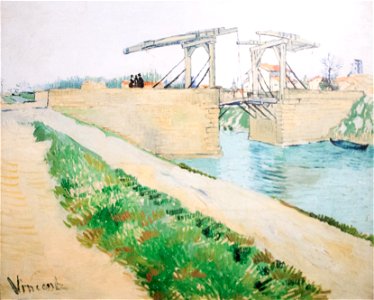 The Langlois Bridge at Arles with Road alongside of the Canal - My Dream. Free illustration for personal and commercial use.