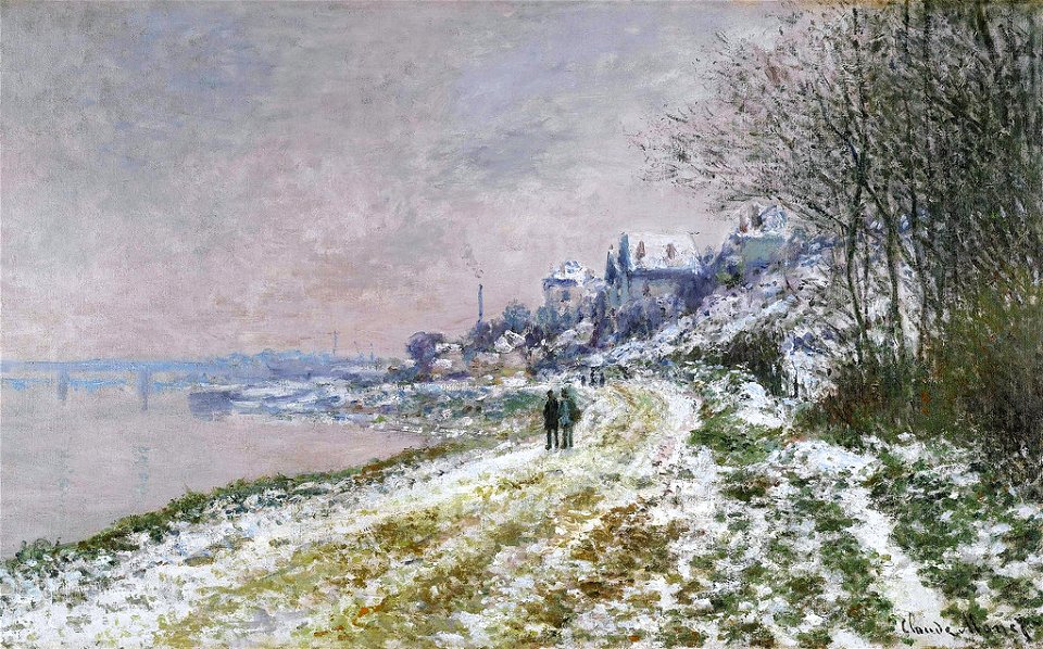 The lane in epinay, snow effect monet w 388