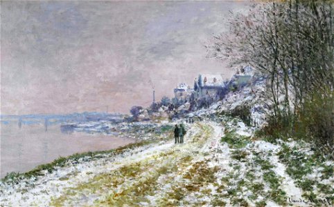 The lane in epinay, snow effect monet w 388