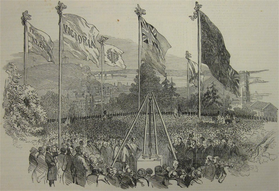 The laying of the foundation-stone of Victoria College Jersey