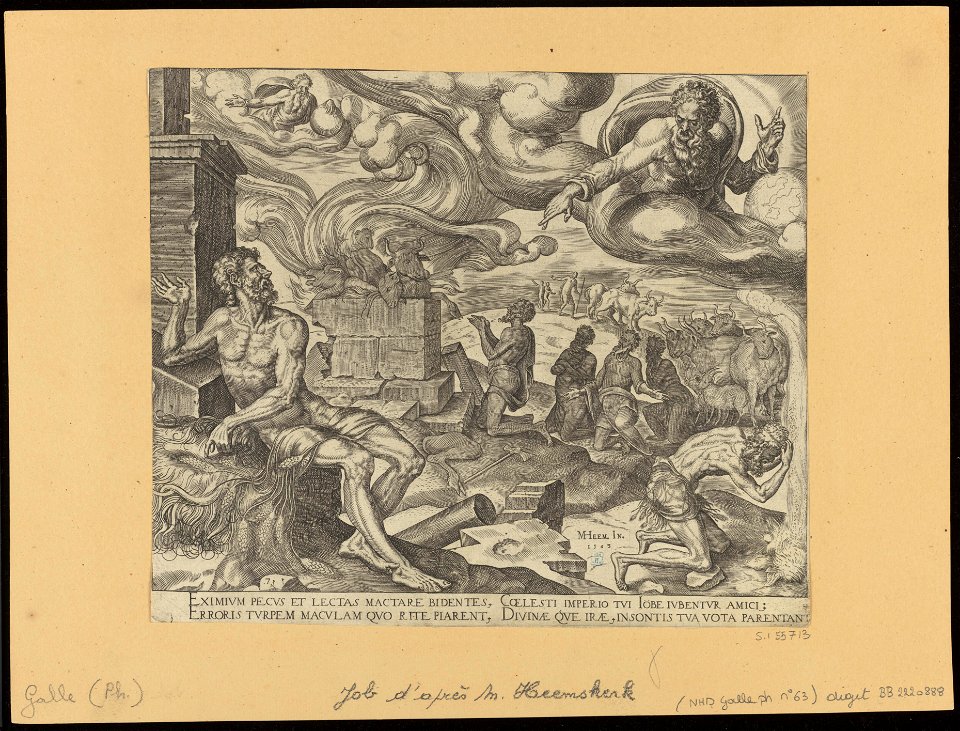 The Lord Answering Job 1563 print by Maarten van Heemskerck, S.I 55713, Prints Department, Royal Library of Belgium