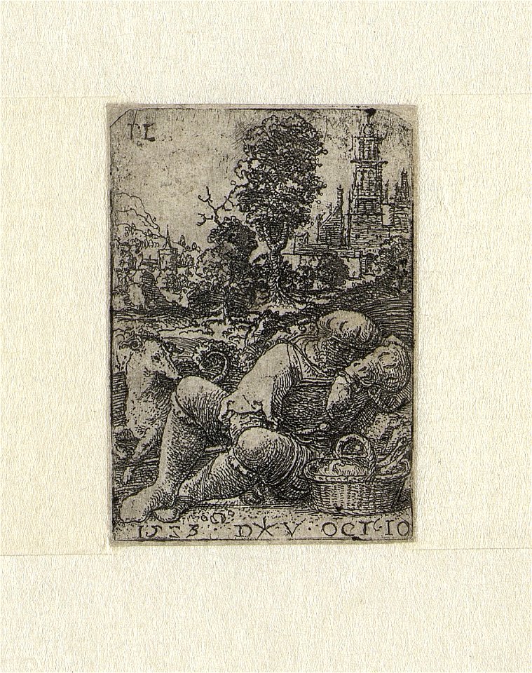 The Man Asleep print by Dirck Vellert, S.V 83773, Prints Department, Royal Library of Belgium