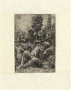 The Man Asleep print by Dirck Vellert, S.V 83773, Prints Department, Royal Library of Belgium