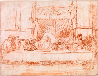 The Last Supper, after Leonardo da Vinci by Rembrandt 01. Free illustration for personal and commercial use.