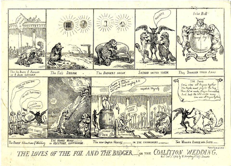 The loves of the fox and the badger, - or the coalition wedding. (BM 1868,0808.5095)