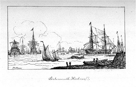 The Marine sketch book by H. Moses 1826. Portsmouth Harbour RMG PU7941