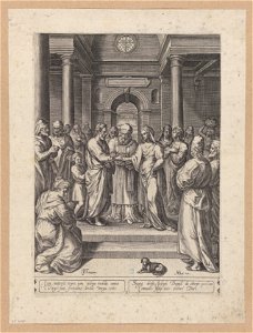 The marriage of the Virgin 1576 print by Chrispijn van den Broeck, S.I 1039, Prints Department, Royal Library of Belgium