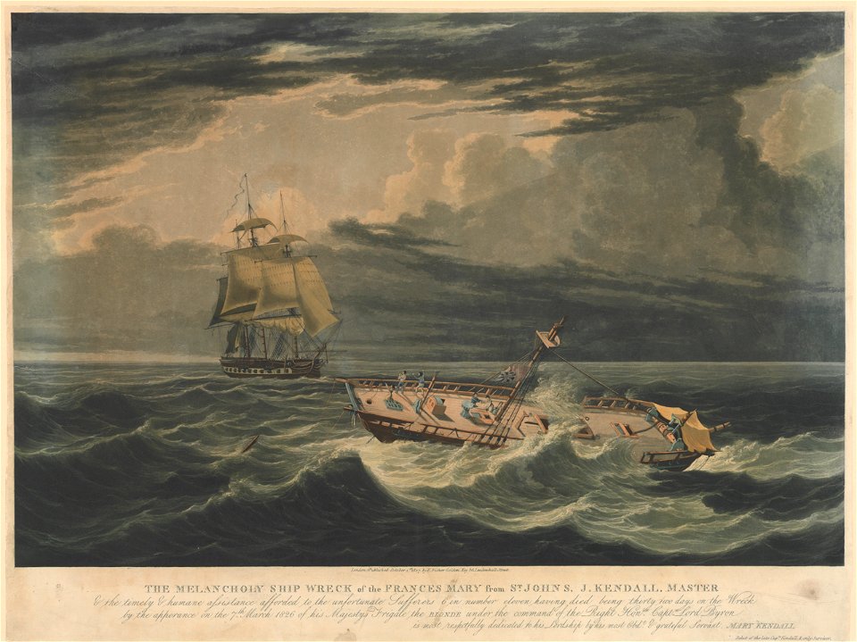 The Melancholy Ship Wreck of the Frances Mary from St Johns - the appearance on the 7th March 1826 of His Majesty's Frigate the Blonde - RMG PY8487