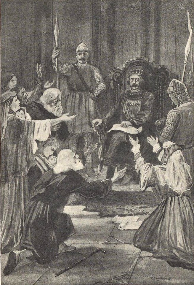 The men of the four Cantrevs imploring Llywelyn to lead to battle for Freedom or Death
