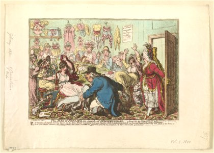 The man of feeling, in search of indispensibles; a scene at the Little French Milleners A number of disputes having arisen in the Beau Monde, respecting the exact situation of the ladies' LCCN2007680601