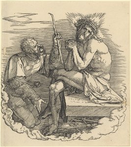 The Man of Sorrows Mocked by a Soldier, Frontispiece to the Great Passion MET DP215648. Free illustration for personal and commercial use.