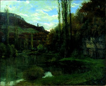 The Mirror on the River Loue Scey-en-Varais, near Ornans by Gustave Courbet. Free illustration for personal and commercial use.