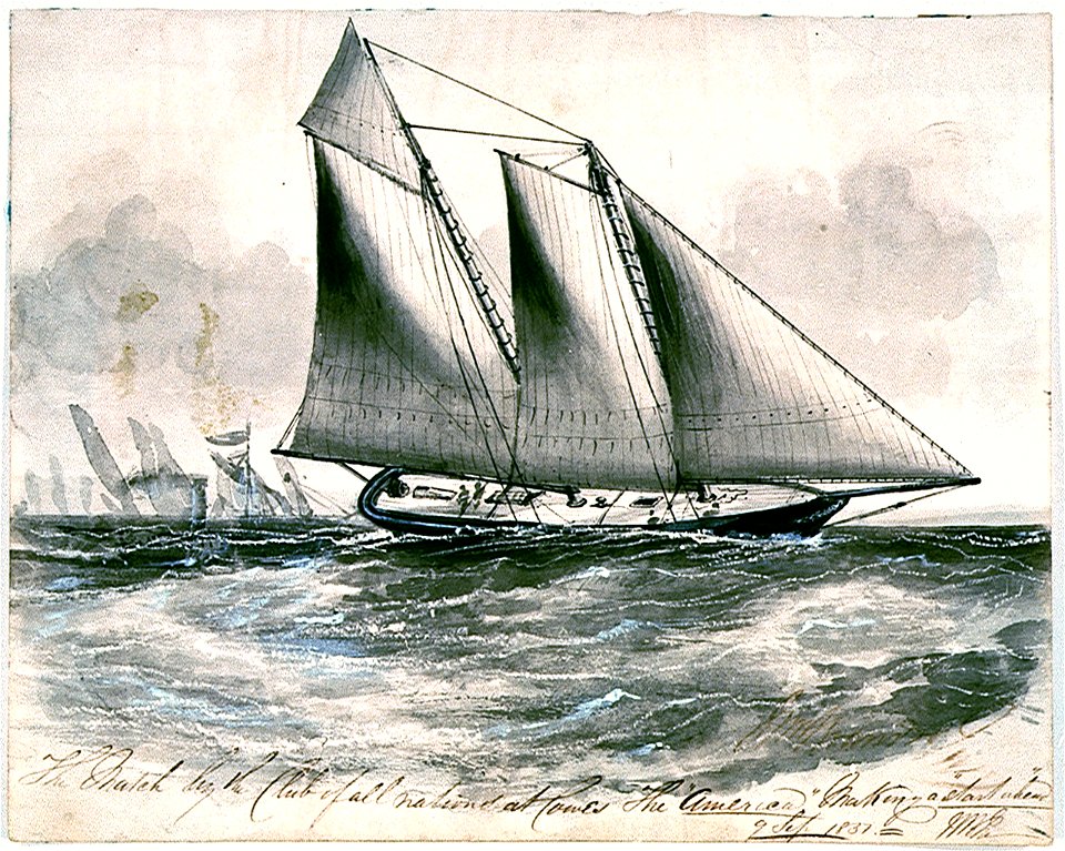 The Match by the Club of all nations at Cowes The America Making a start ahead 9 Sep 1851 RMG PU6541