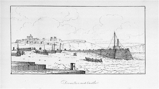 The Marine sketch book by H. Moses 1826. Dover Pier and Castle RMG PU7930