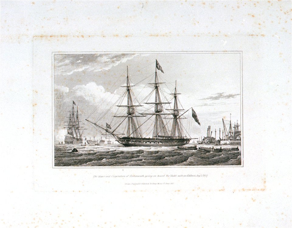 The Mayor and Corporation of Portsmouth, going on board the Yacht ('Royal Sovereign'), with an Address Augt 2d 1827 RMG PU6493