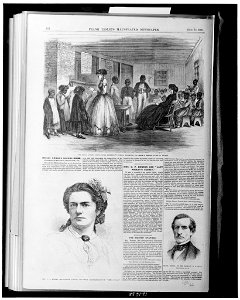 The Misses Cooke's school room, Freedman's Bureau, Richmond, Va. - from a sketch by Jas. E. Taylor. LCCN98510871. Free illustration for personal and commercial use.