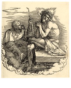 The Man of Sorrows Mocked by a Soldier, Frontispiece to the Great Passion MET Fig 25.1. Free illustration for personal and commercial use.