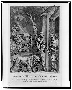 The man and the lion) - Dessein de Balthasar Peruzzi de Sienne, qui est dans le cabinet de Mr. Crozat, gravé à l'eau forte ... par Nicolas le Sueur LCCN2004665179