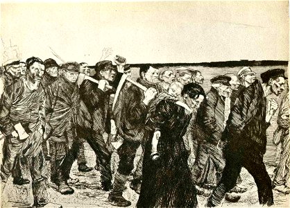 The March of the Weavers in Berlin - Käthe Kollwitz - 1897. Free illustration for personal and commercial use.