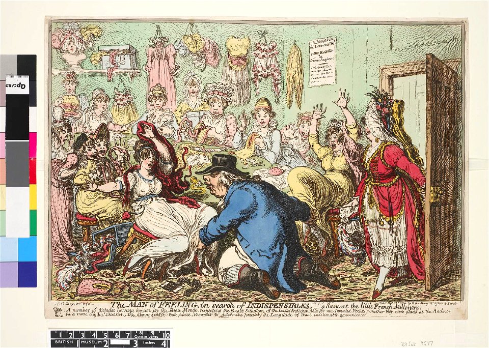 The man of feeling, in search of indispensibles; -a scene in the little French milleners (BM 1851,0901.1015 2)