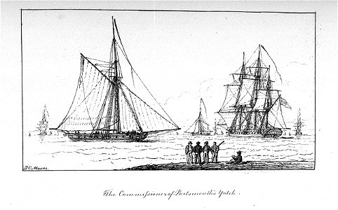 The Marine sketch book by H. Moses 1826. The Commissioner of Portsmouth's Yacht (sic) RMG PU7940