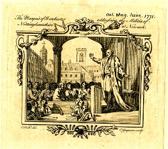 The Marquis of Dorchester addressing the militia of Nottinghamshire at Newark (BM 1868,0808.9966)