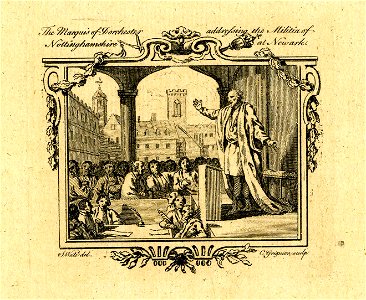 The Marquis of Dorchester addressing the Militia of Nottinghamshire at Newark (BM Y,4.107)
