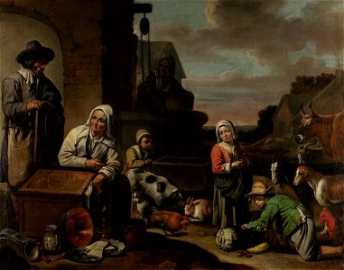 THE MASTER OF BEGUINS - PEASANTS NEAR THE WELL. 1650