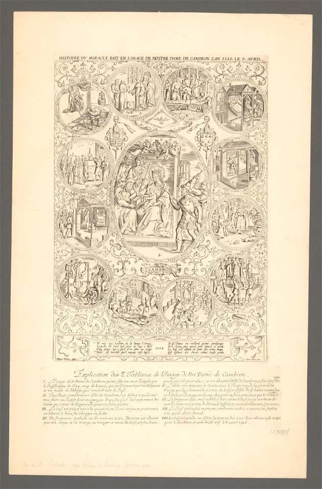 The Miracle of Our Lady of Cambron 1594 print by François Willique, S.II 94971, Prints Department, Royal Library of Belgium
